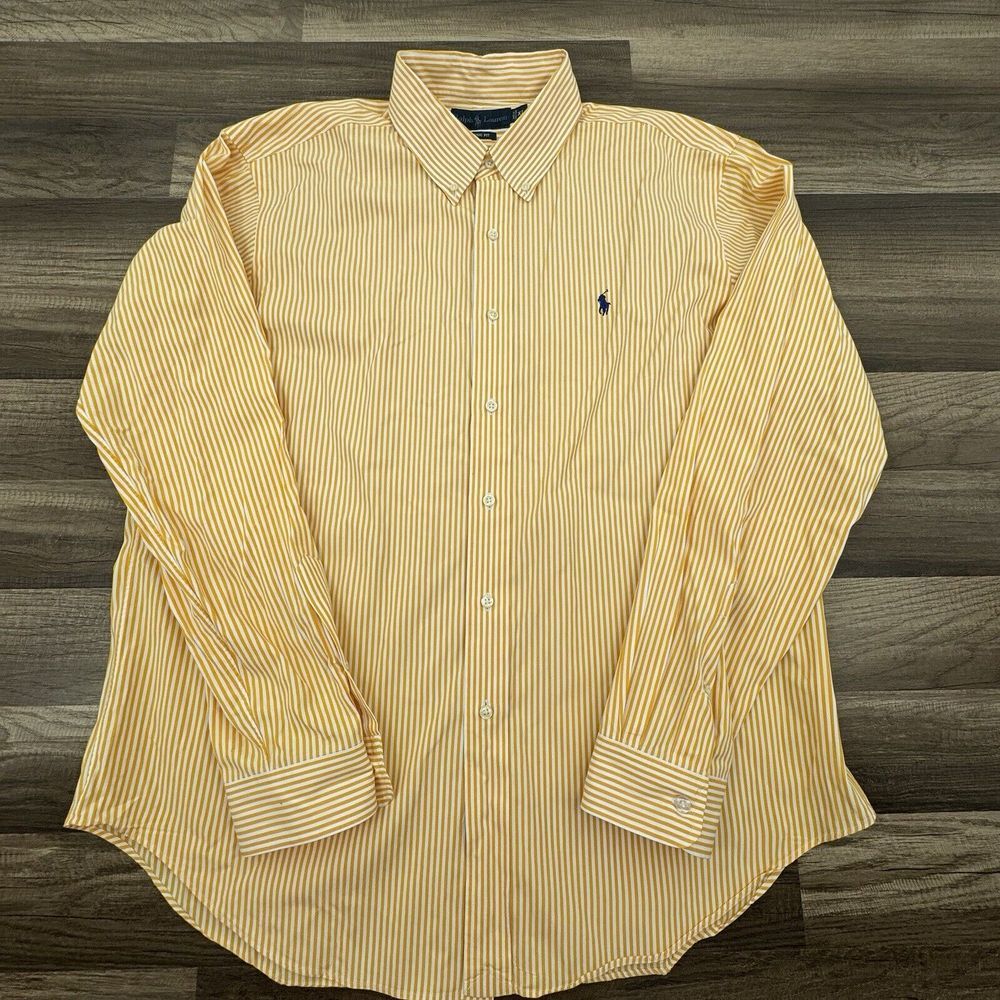 Polo Ralph Lauren Classic Fit Men's Size XL Yellow Stripe Cotton Button-down
